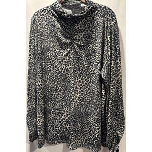 Susan Graver Animal Print Blouse Size 2X Black & White